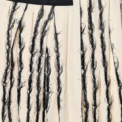 Balenciaga Ecru Silk Fray Detail Pleated Mini Skirt M