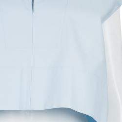 Pre Owned Balenciaga Blue Collared Yoke Detail Sleeveless Crop Top S