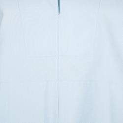 Pre Owned Balenciaga Blue Collared Yoke Detail Sleeveless Crop Top S