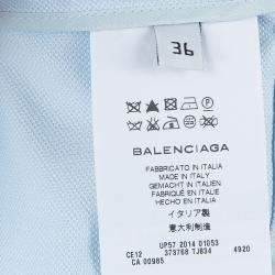 Pre Owned Balenciaga Blue Collared Yoke Detail Sleeveless Crop Top S