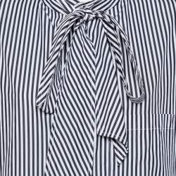 Pre Owned Balenciaga Black Striped Cotton Neck Tie Detail Oversized Shirt S 