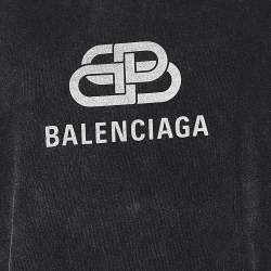 Balenciaga Charcoal Grey Cotton Knit Oversized Crewneck T-Shirt M