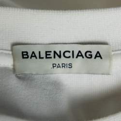 Pre Owned Balenciaga Off White Cotton Oversized Cropped Sweatshirt S