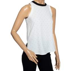 Pre Owned Balenciaga White Embellished Crepe Sleeveless Top XS