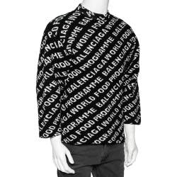 Balenciaga Black Intarsia Knit World Food Programme Crewneck Jumper XS