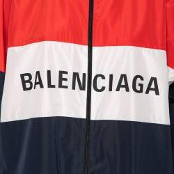 مملوكة مسبقًا Balenciaga Colorblock Logo Printed Synthetic Windbreaker Jacket M