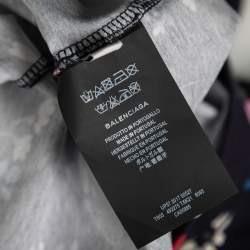 Pre Owned Balenciaga Navy Blue Floral Printed Cotton Oversized Short Sleeve T-Shirt M
