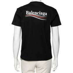 Pre Owned Balenciaga Black Cotton Political Campaign Logo Printed T-Shirt XL