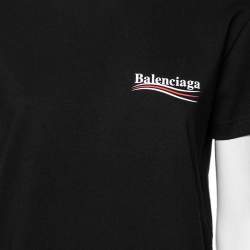 Pre Owned Balenciaga Black Cotton Political Campaign Logo Printed T-Shirt XL