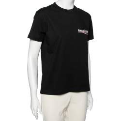 Pre Owned Balenciaga Black Cotton Political Campaign Logo Printed T-Shirt XL
