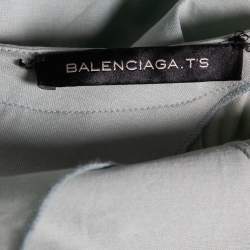 Pre Owned Balenciaga Green Leaf Printed Cotton Drop Armhole T-shirt S