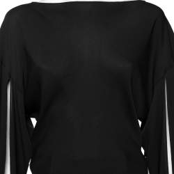 Pre Owned Balenciaga Black Silk Cape Sleeve Detailed Top S