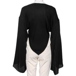 Pre Owned Balenciaga Black Silk Cape Sleeve Detailed Top S