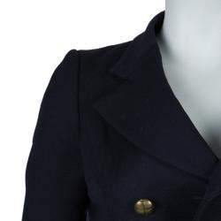 Pre Owned جاكيت بليزر بالنسياغا باريس صدر مزدوج  صوف كحلي S