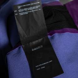 Pre Owned Balenciaga Purple Lambskin Leather Rib Knit Trimmed Skirt M