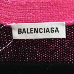 مملوكة مسبقًا Balenciaga Pink Logo Intarsia Knit Long Cardigan S