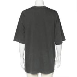 Pre Owned Balenciaga Charcoal Grey Cotton Knit Oversized T-Shirt M
