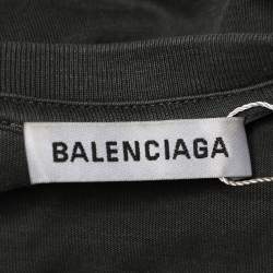 Pre Owned Balenciaga Charcoal Grey Cotton Knit Oversized T-Shirt M