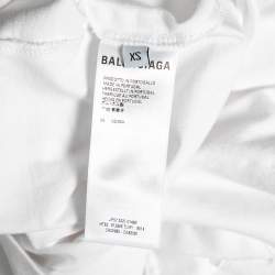 Pre Owned Balenciaga White Cotton Slime Printed Crewneck Top XS 