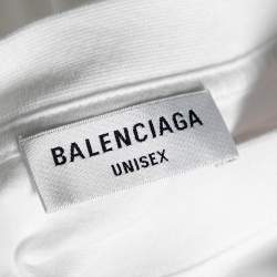 Pre Owned Balenciaga White Cotton Slime Printed Crewneck Top XS 