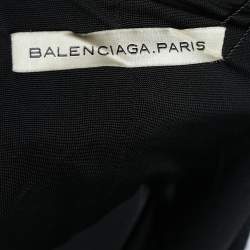 مملوكة مسبقًا جاكيت بالنسياغا تريكو صوف أسود بأكمام مكشكشة مقاس متوسط - ميديوم