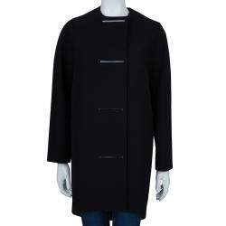 Pre Owned Balenciaga Black Embellished Cocoon Coat S