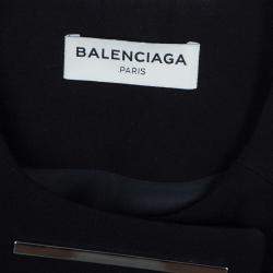 Pre Owned Balenciaga Black Embellished Cocoon Coat S