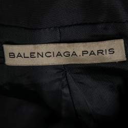 Pre Owned Balenciaga Charcoal Grey Wool, Blend Overlay Detail Belted Mini Dress M