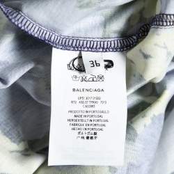 Pre Owned فستان بالنسياغا قطن مطبوع مخطط ومورد متعدد الألوان مقاس صغير ( سمول )