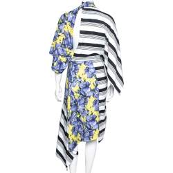 Pre Owned فستان بالنسياغا قطن مطبوع مخطط ومورد متعدد الألوان مقاس صغير ( سمول )