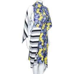 Pre Owned فستان بالنسياغا قطن مطبوع مخطط ومورد متعدد الألوان مقاس صغير ( سمول )