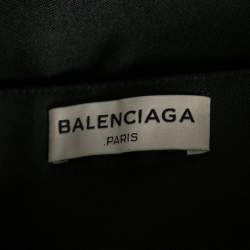 Balenciaga Black Wool Asymmetric Overlay Detailed Skirt M