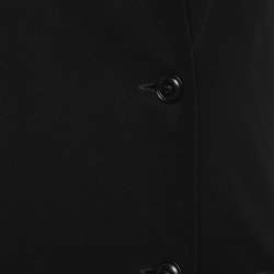 Pre Owned Balenciaga Black Crepe Ruffled Detail Midi Dress M