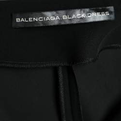 Pre Owned Balenciaga Black Crepe Ruffled Detail Midi Dress M