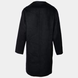 Pre Owned Balenciaga Black Wool Pocketed Button Front Coat M