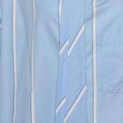 Pre Owned Balenciaga Blue Striped Cotton Oversized Shirt M