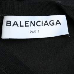 Pre Owned Balenciaga Black Jersey & Neoprene Car Mat T-Shirt M