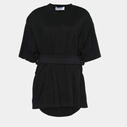 Pre Owned Balenciaga Black Jersey & Neoprene Car Mat T-Shirt M