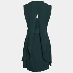 Pre Owned Balenciaga Forest Green Crepe Cut-Out Back Detail Sleeveless Dress M