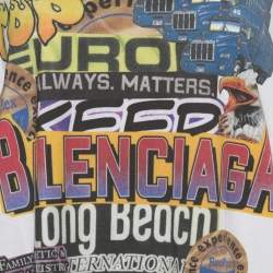 Pre Owned Balenciaga White Retro Print Cotton Jersey T-Shirt S