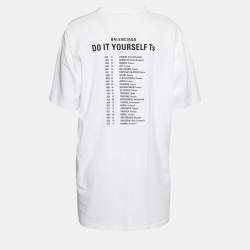 Pre Owned Balenciaga White Retro Print Cotton Jersey T-Shirt S