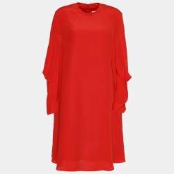 Balenciaga Orange Crepe Oversized Shift Dress S