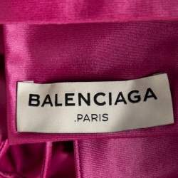 Pre Owned Balenciaga Pink Satin Strangled Choker Collar Boxy Blouse M
