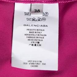 Pre Owned Balenciaga Pink Satin Strangled Choker Collar Boxy Blouse M
