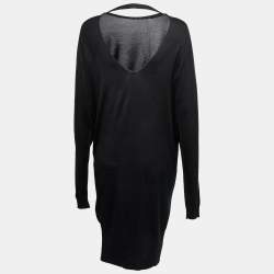 Pre Owned Balenciaga Back Silk Knit Low Back Long Sleeve Dress S