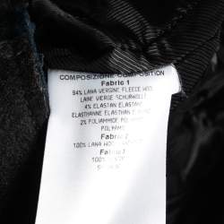 Pre Owned جاكيت بالنسياغا صوف أزرق كحلي بحواف شيرلينغ وصفين أزرار مقاس متوسط - ميديوم