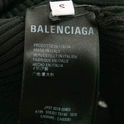 Pre Owned Balenciaga Black Knit Logo Crew Neck Sweater S