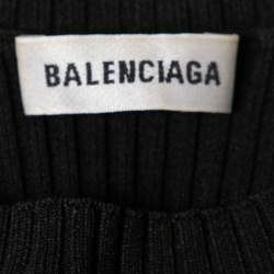 Pre Owned Balenciaga Black Knit Logo Crew Neck Sweater S