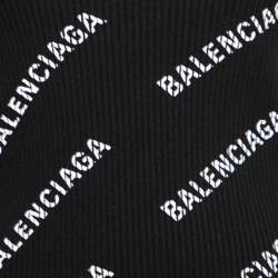 Pre Owned Balenciaga Black Knit Logo Crew Neck Sweater S