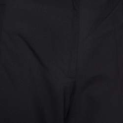 Pre Owned Balenciaga Black Stretch Wool Cropped Wide Leg Trousers L